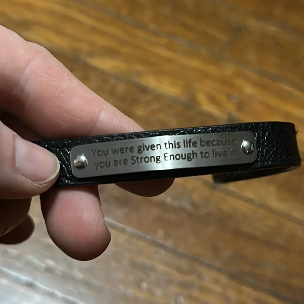 Inspirational Black Faux Leather Bracelet - Image 3