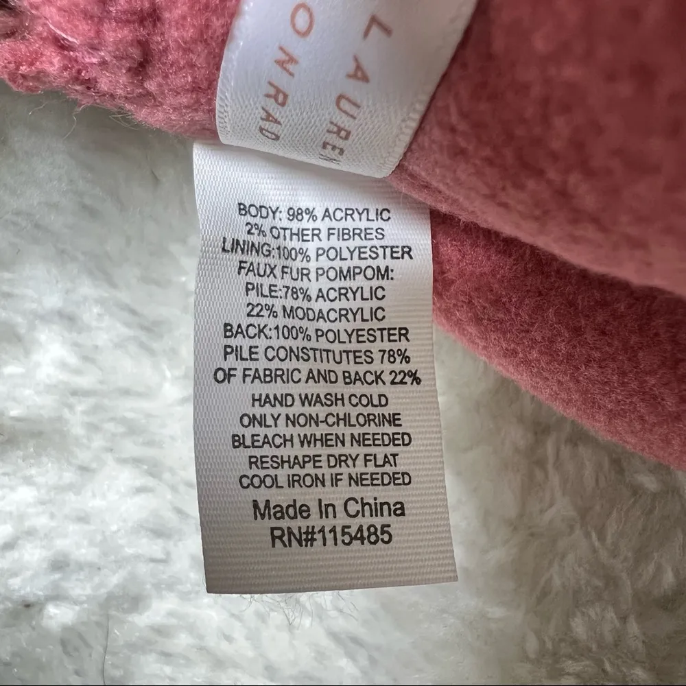 Pink Knit Faux Fur Pom Pom Beanie - Image 9