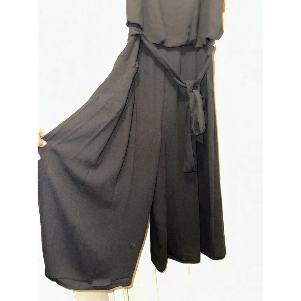 Vince Camuto Moss Crepe Blouson Crop Jumpsuit Black Size 10 NEW WITH‎ TAGS - Image 4