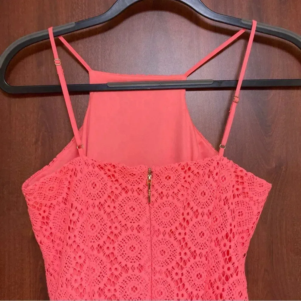 LILLY PULITZER Pink Costello Halter Dress Lace Pucker Pink Extra Small - Image 8