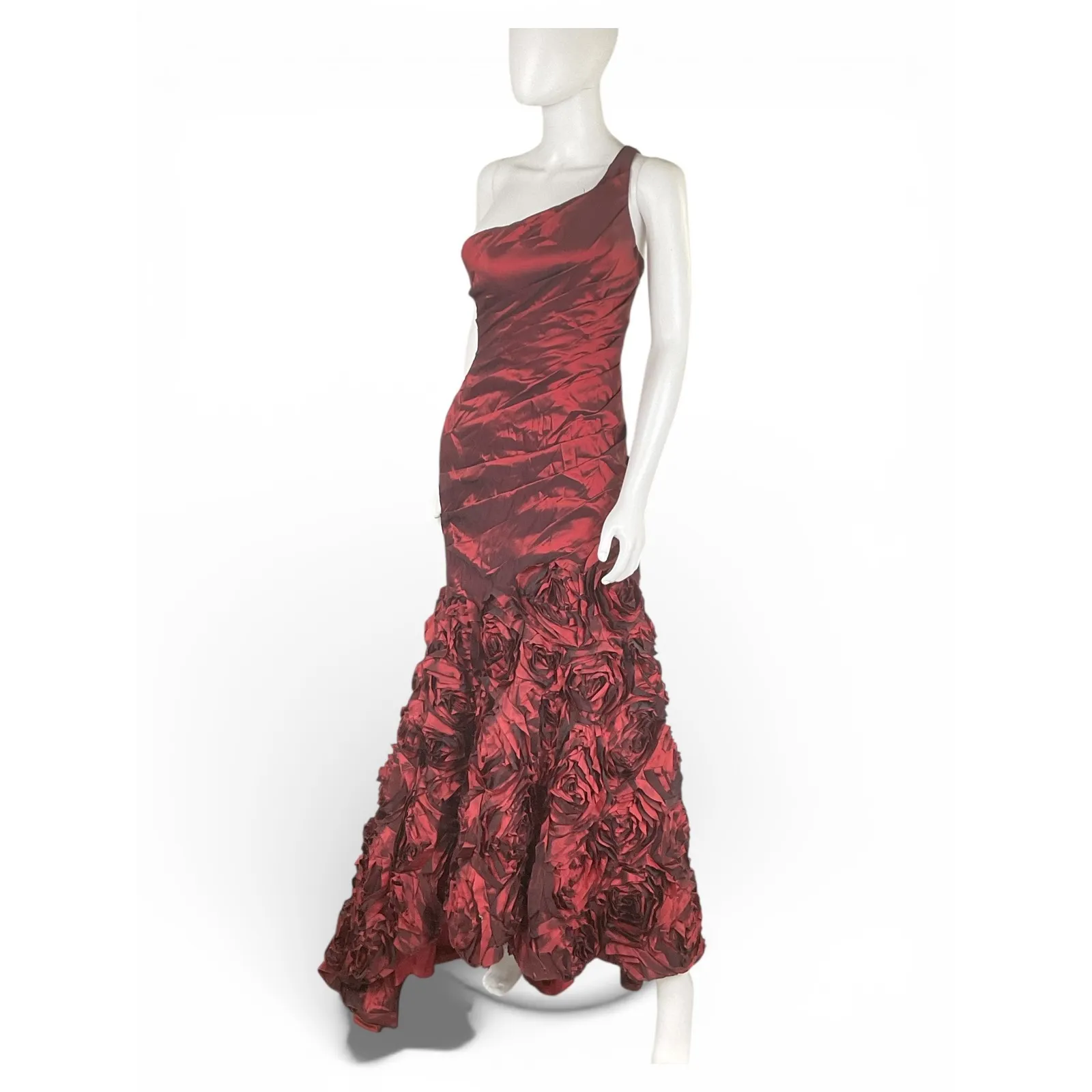 Blush Prom by Alexia  One Shoulder Mermaid Gown Rose Embellished Red Size 6 - Image 4