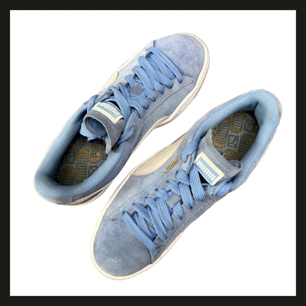 PUMA Suede Classic Blue Cream Low Top Sneakers Womens Size 6 | Art 355462-64 EUC - Image 11