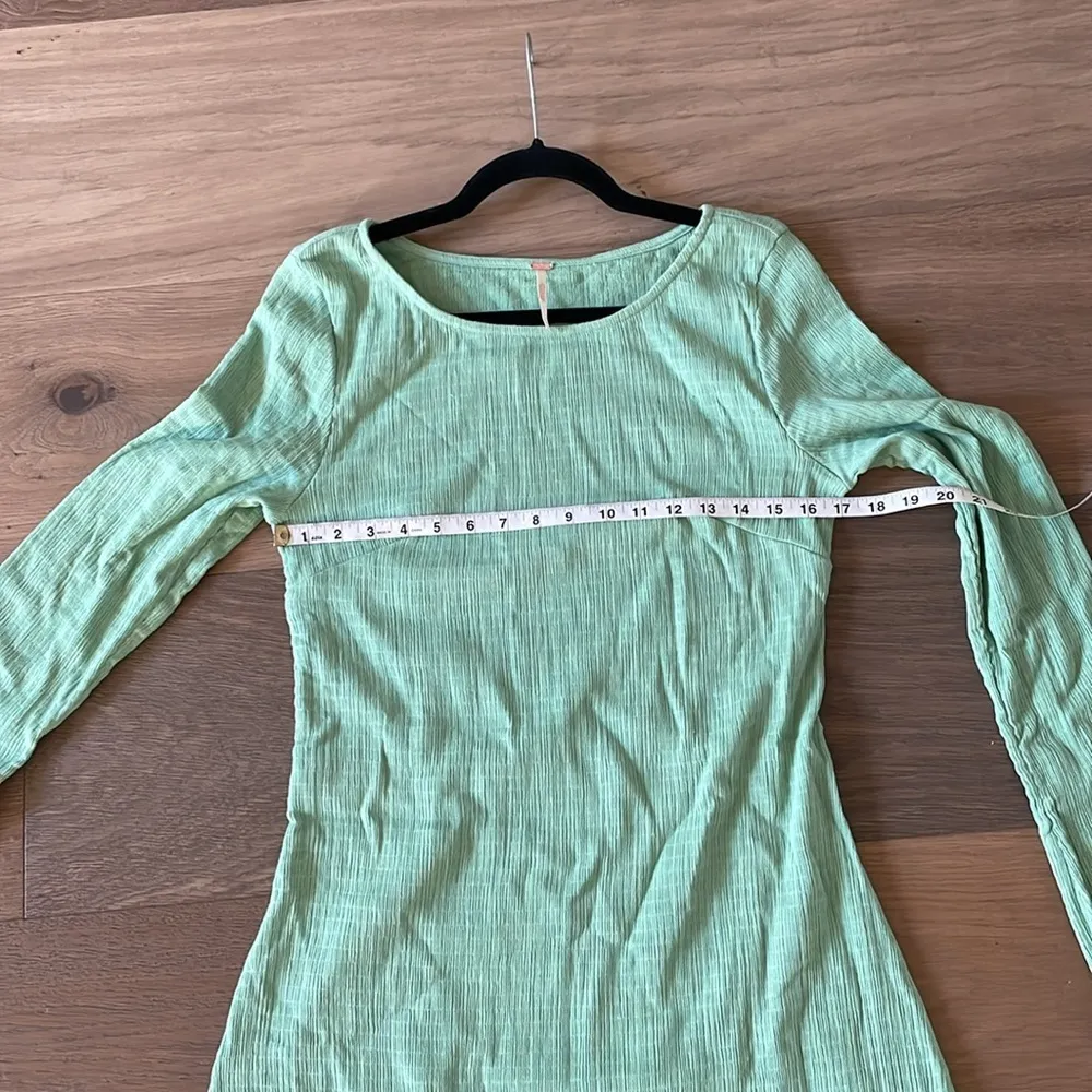 Free People Green Eliza Mini Dress Long Sleeve Size Large Stretchy - Image 5