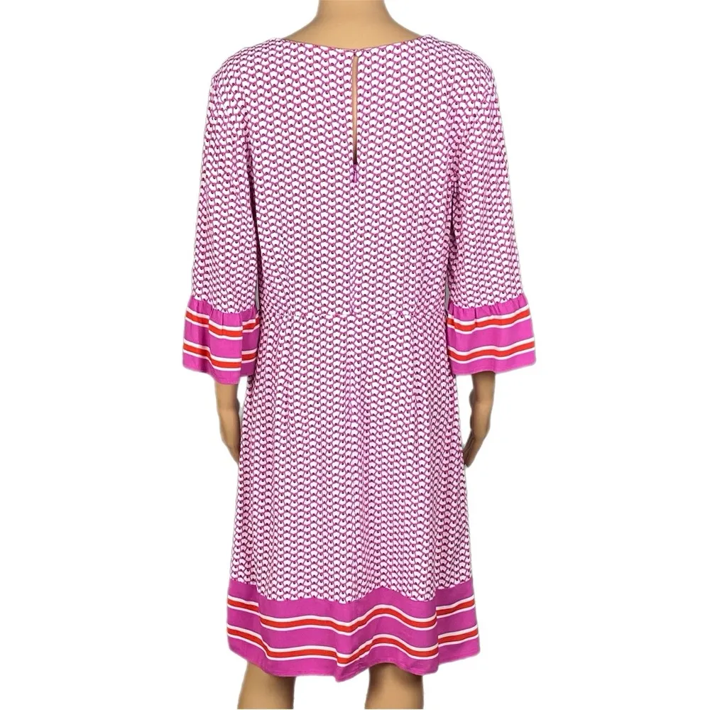 BODEN Andrea midi dress in Cyan Pink Floral with 3/4 Bell sleeves Size 8 Regular - Image 9