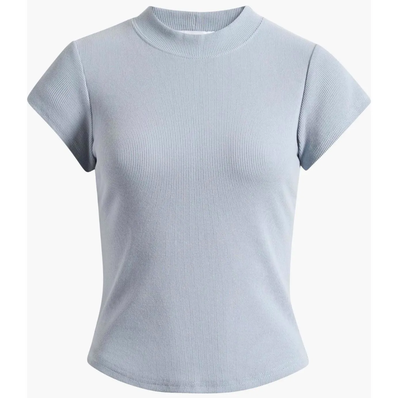 TopShop Cotton Blend Ribbed Curve Hem Fitted Baby Tee Blue NWT XS - Image 2