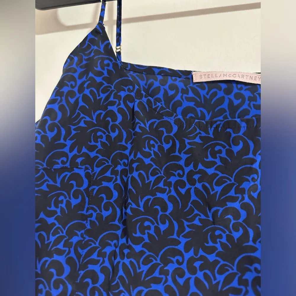 Stella McCartney Silk lingerie slip lace printed blue black - Image 2
