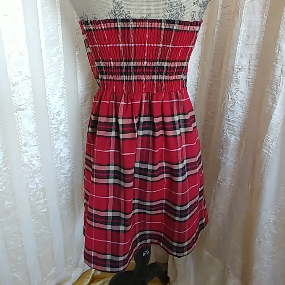 Charlotte Russe Strapless Red Tartan Plaid Dress - Image 3