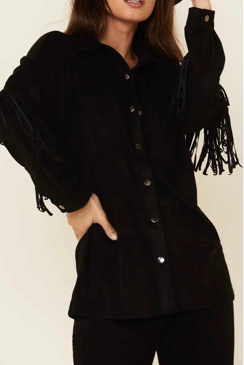 Velvet Heart black fringe shacket - Image 4