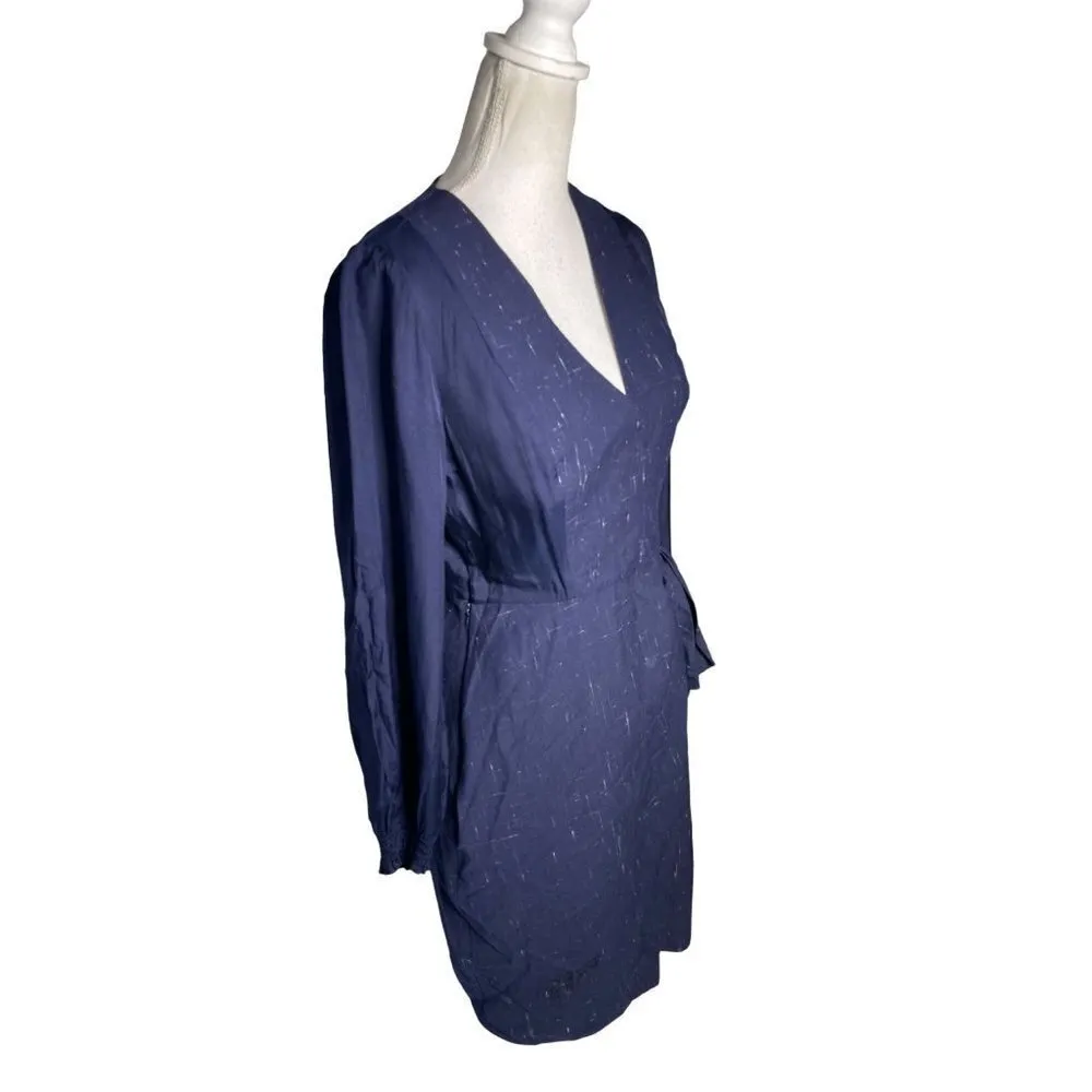 Rebecca Taylor Cross Hatch Wool Blend Wrap Dress Navy Womens Size 6 - Image 7