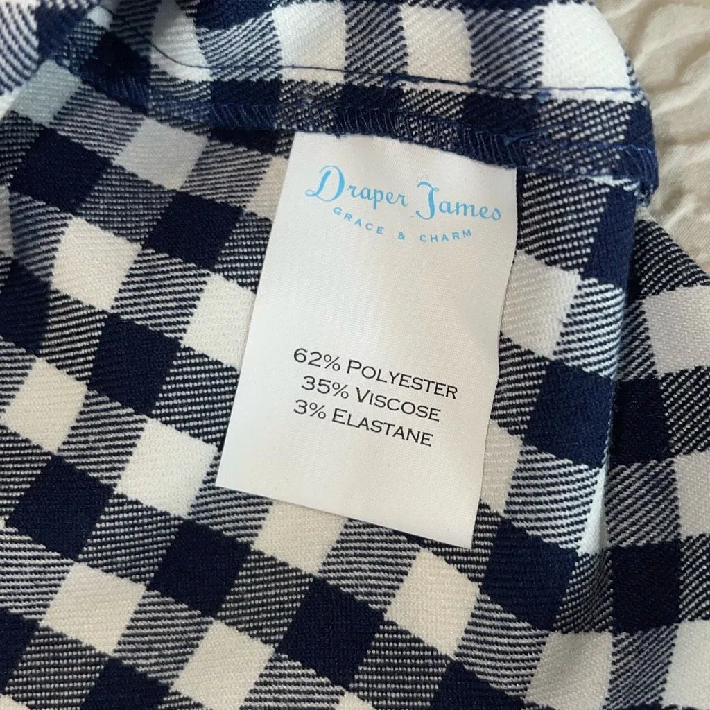 Draper James Womens Gingham V-Neck Bell Sleeve Blouse White Navy Size 2 NWT - Image 7
