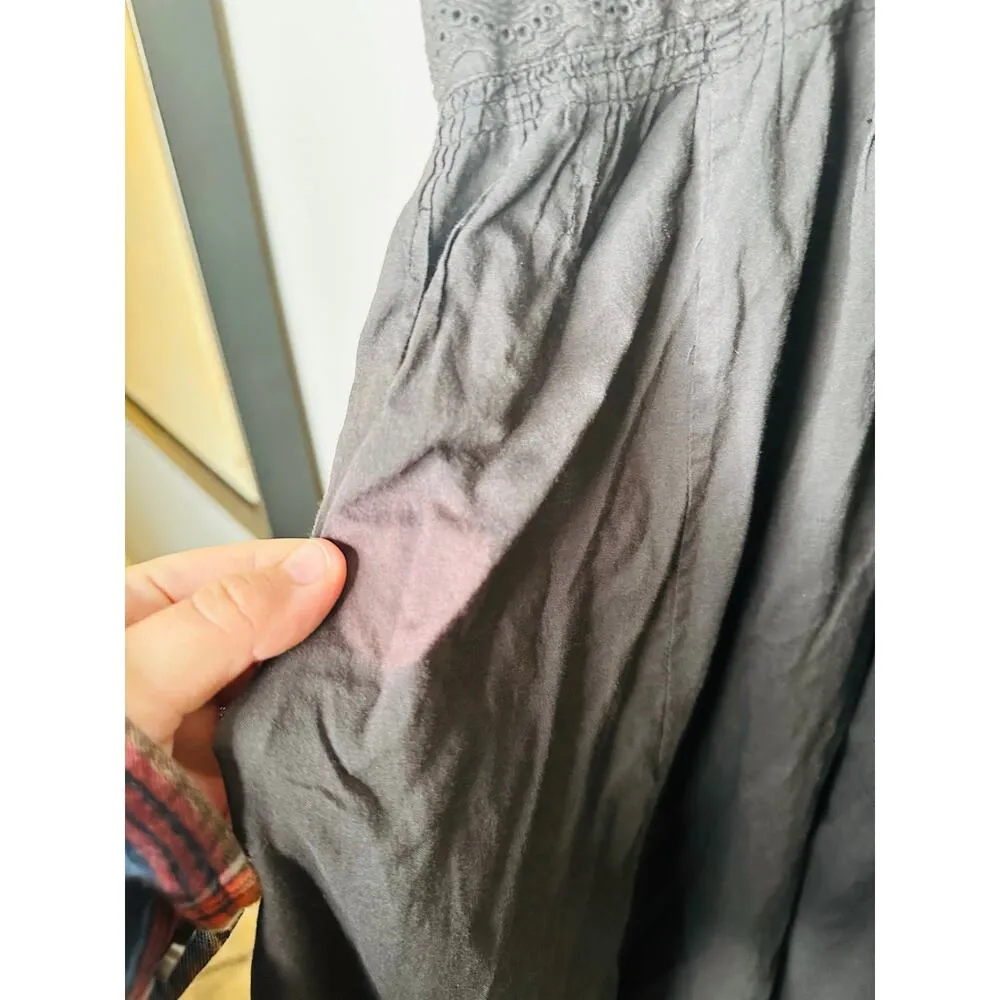 THE GREAT Black 100% Cotton Cachet Midi Lace Detail Button Midi Dress Size 2 - Image 11