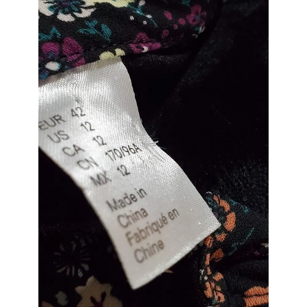 H&M Multicolor Floral Polyester Halter Neck Long Sleeve Knee Length Dress 12 - Image 9