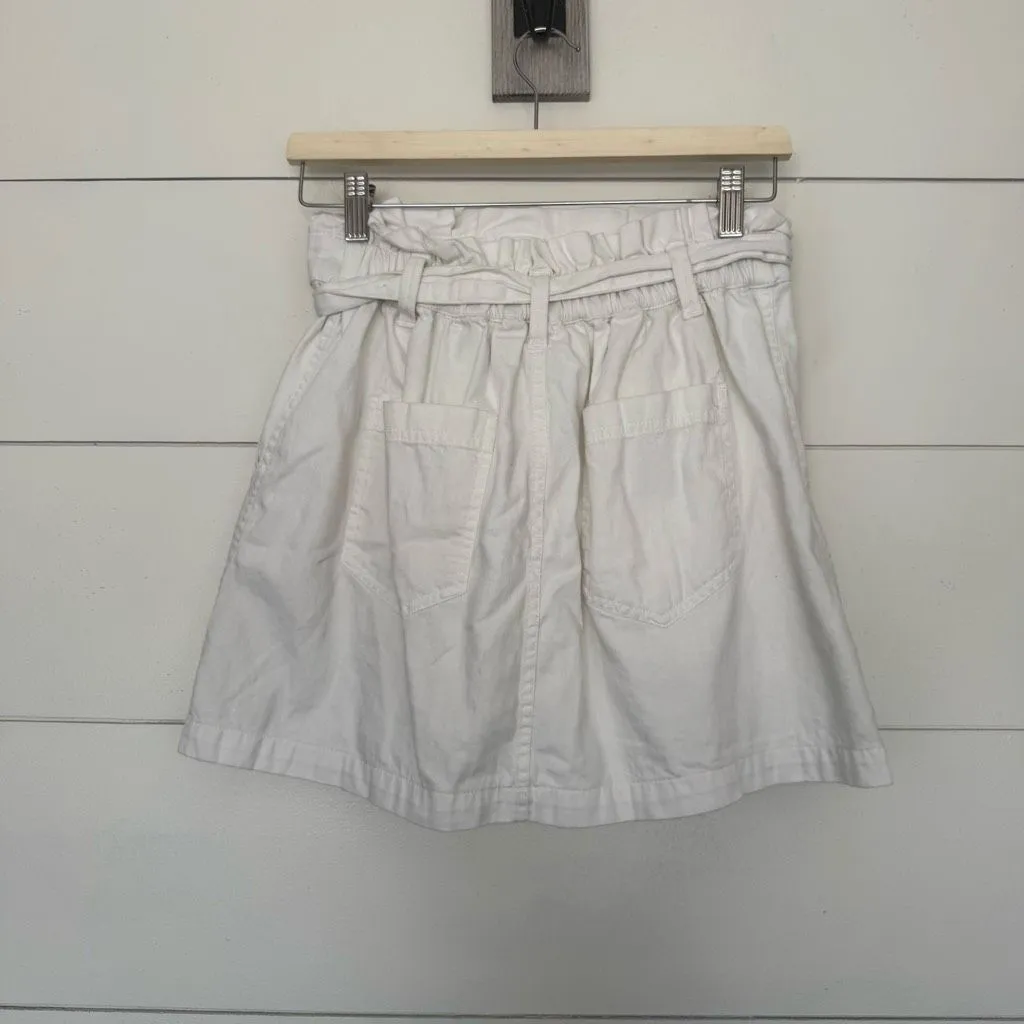 American Eagle Women’s Small Belted White 100% Cotton Mini Skirt - Image 4