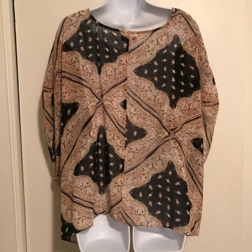 Cotton On Boho Scarf Print Poncho Blouse - Image 3