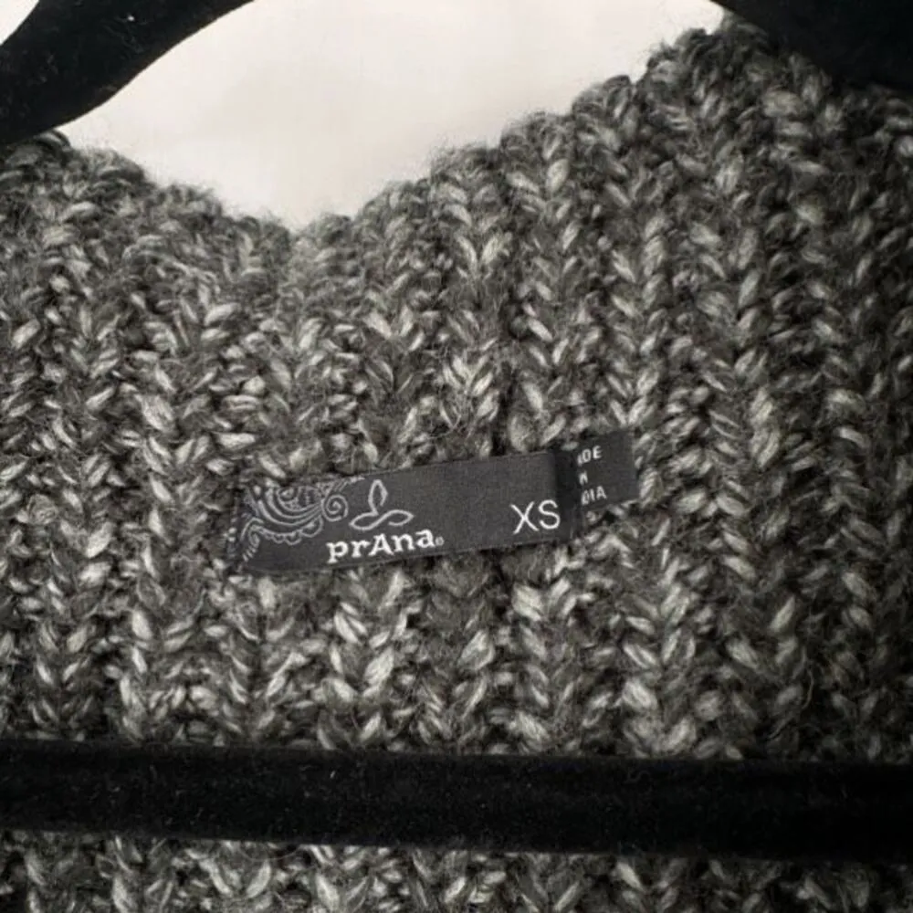 PRANA Thalia Cardigan Sweater Vest Cargo Gray Marled Wool Duster Long Knit XS - Image 9