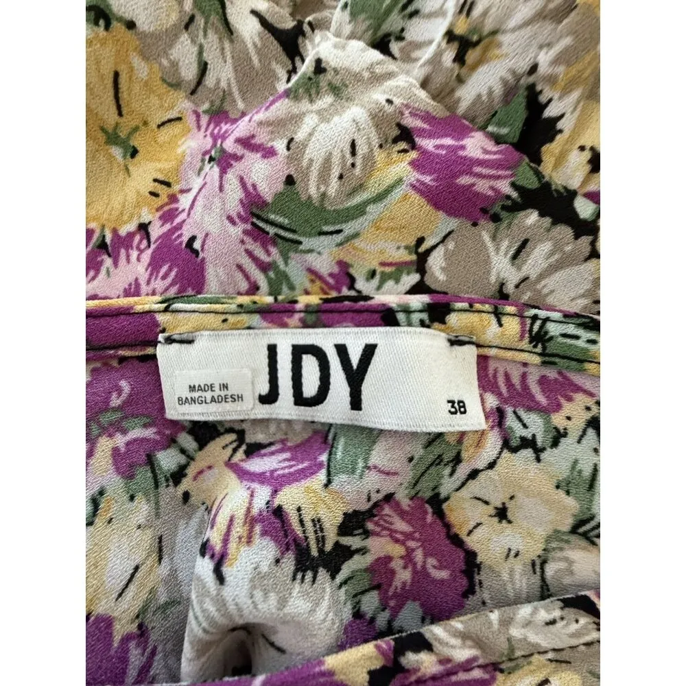 JDY solis 3/4 sleeve flower print women woven midi dress in black 38 - Image 6