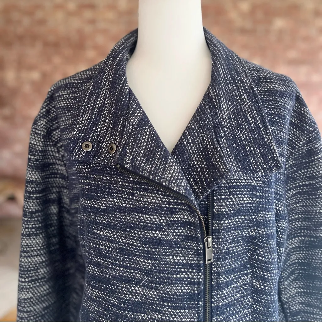 Banana Republic Coat Tweed XS Moto Cocoon Textured Dolman Sleeve Oversized - Image 4