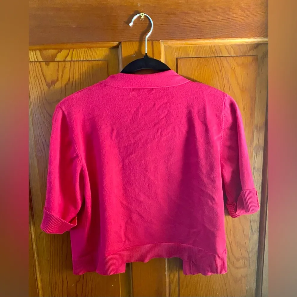 Verve Ami Women's Hot Pink Cropped Cardigan Sweater, short sleeve, size L - Image 6