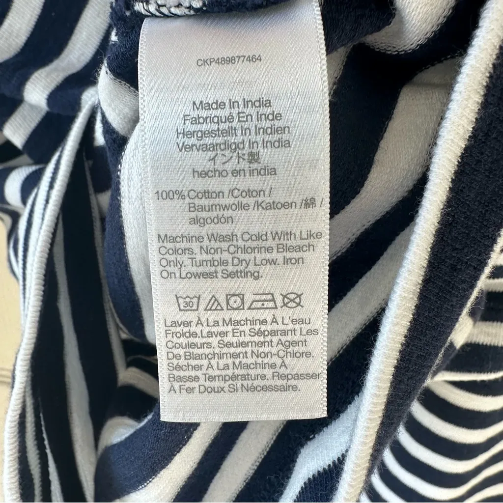 Striped Navy and White Lace-Up Top - Image 5