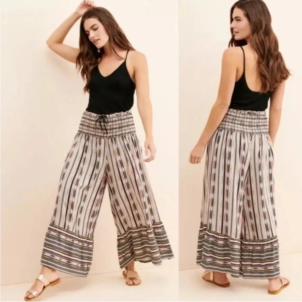 Anthropologie Maeve Zamirah Smocked Wide Leg Pants - Image 9