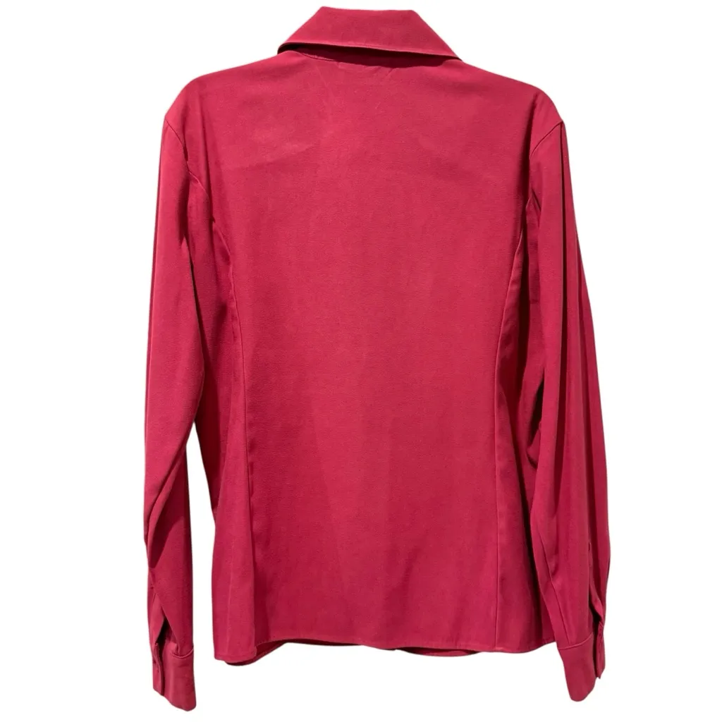 Harve Bernard Long Sleeve Button Front Blouse‎ Crimson Size Large - Image 2