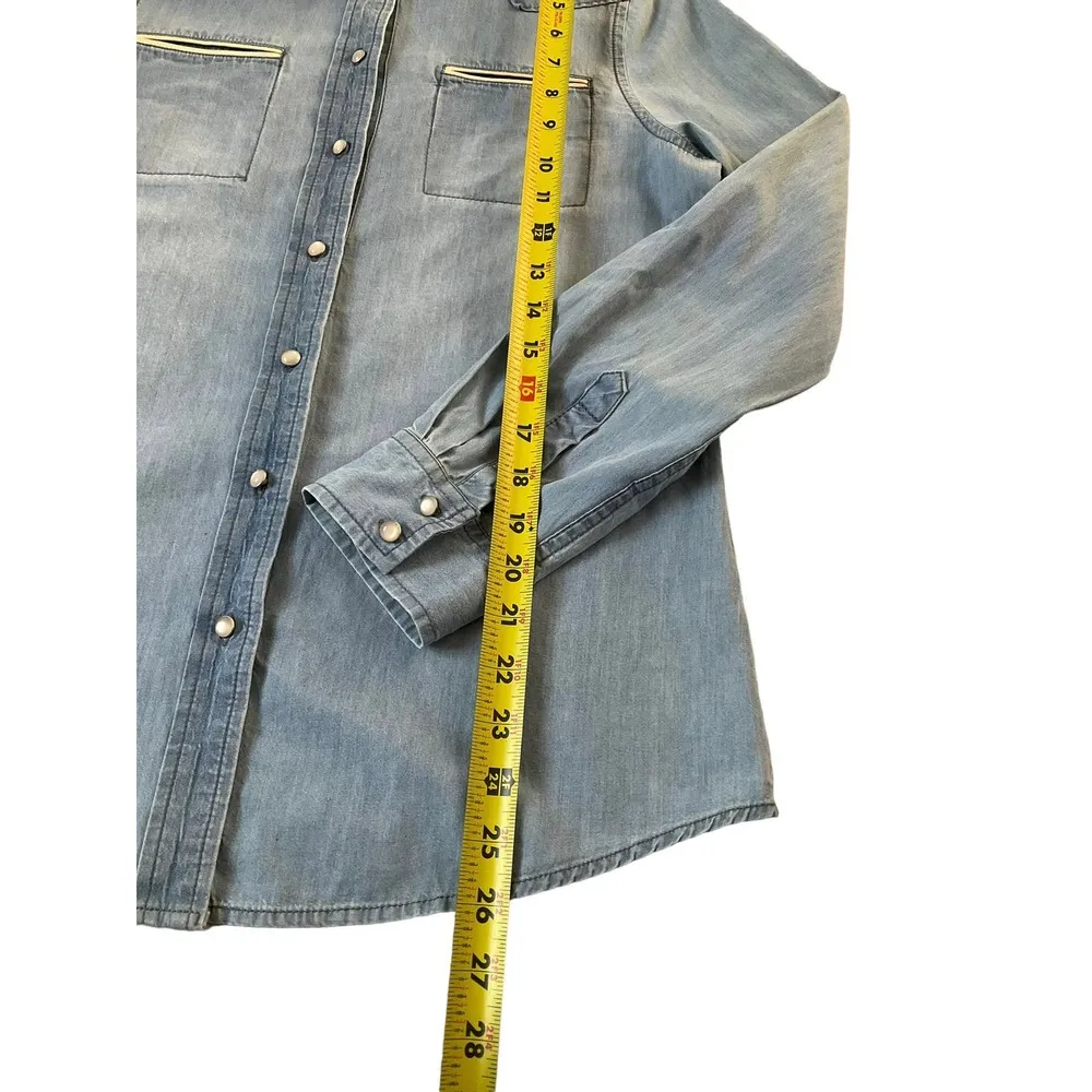 Relativity Denim Long Sleeve Roll Tab Blouse Size S NWT | 41-7 - Image 6