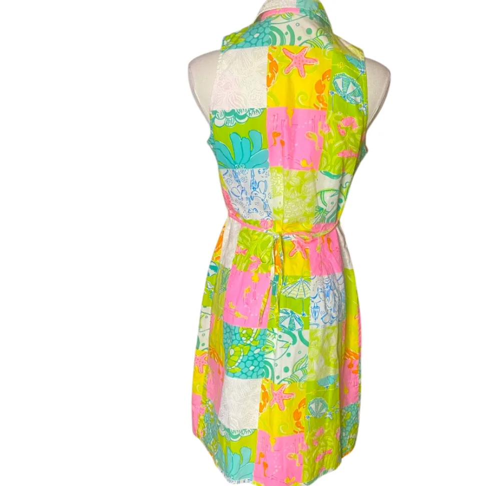 From 90s Vintage Lilly Pulitzer Lilly Vibrante Patchwork Sleeveless Shirtdress
4 - Image 6
