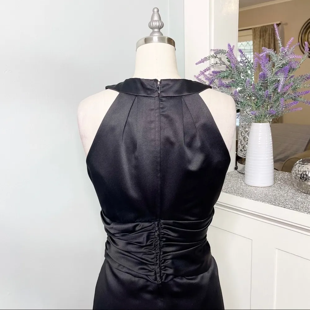David’s Bridal Black Satin Oasis Bridesmaid Formal Dress Size 6 Holiday Wear - Image 7