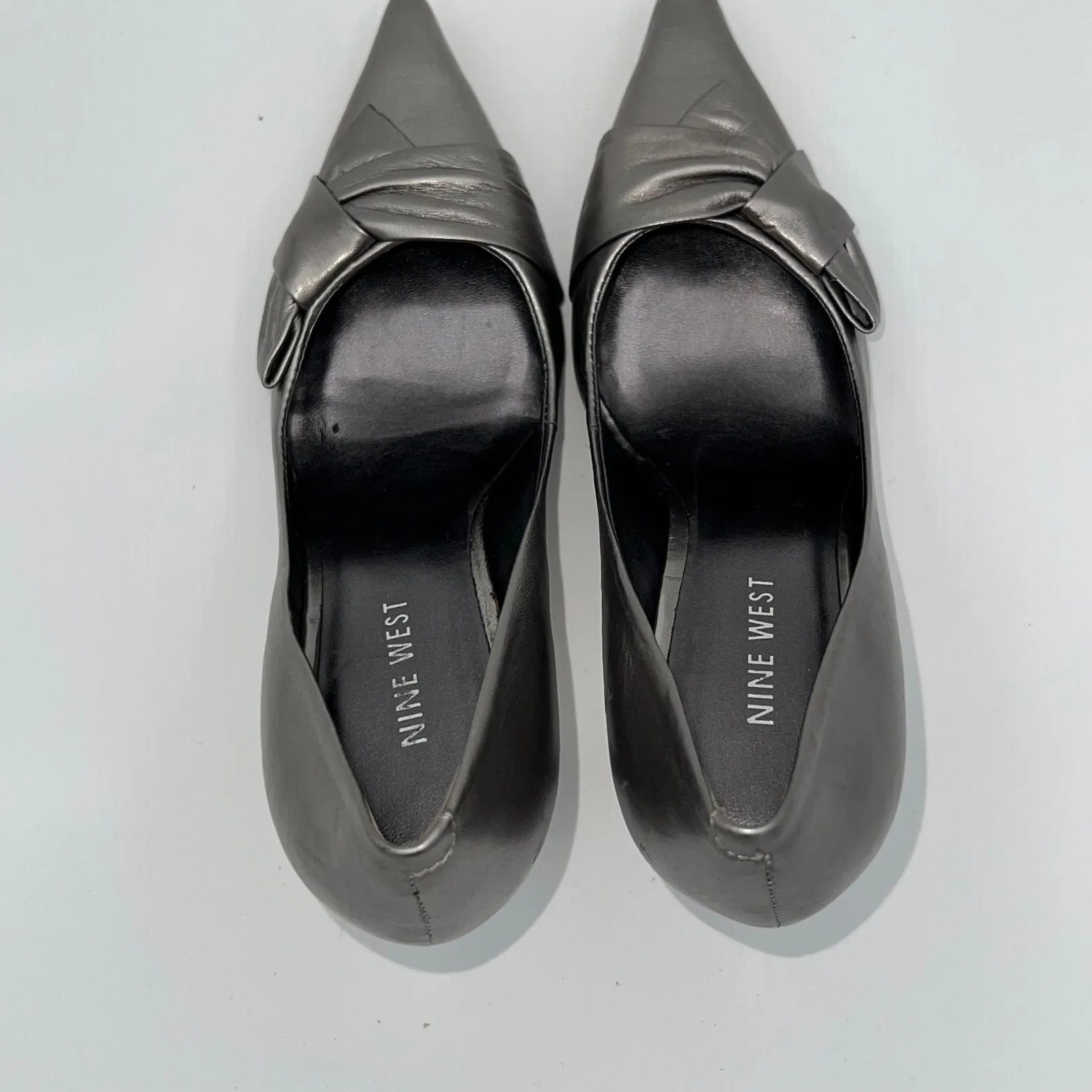 Nine West Booboo Pewter High Heel Pumps Size 6M Pointed Toe Party Dress‎ Shoes - Image 8