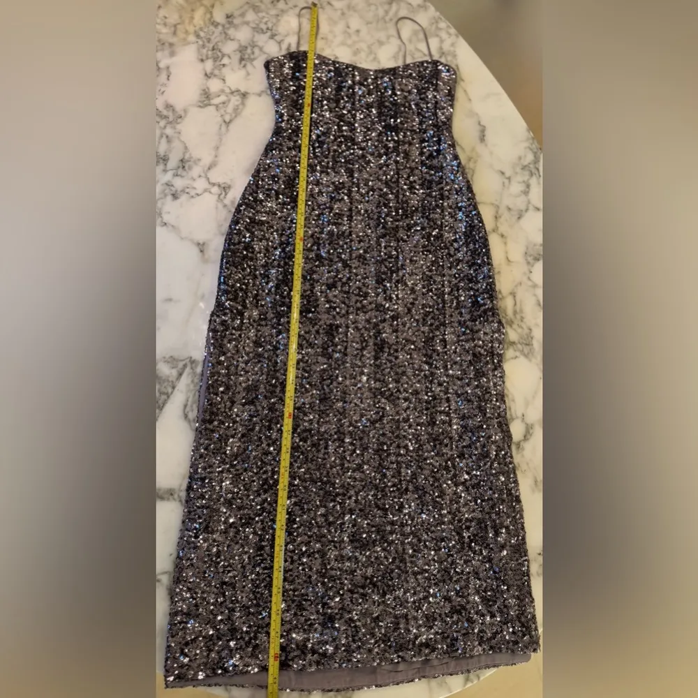 NWT J CREW SEQUIN FLOOR LENGTH SLIP DRESS SILVER SZ 0 Sold Out makeup inside - Image 7