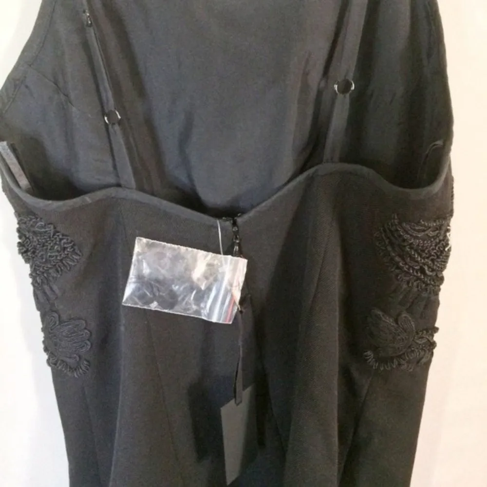 Vera Wang wool & silk embroidered passementerie heavy embellished low back dress - Image 6