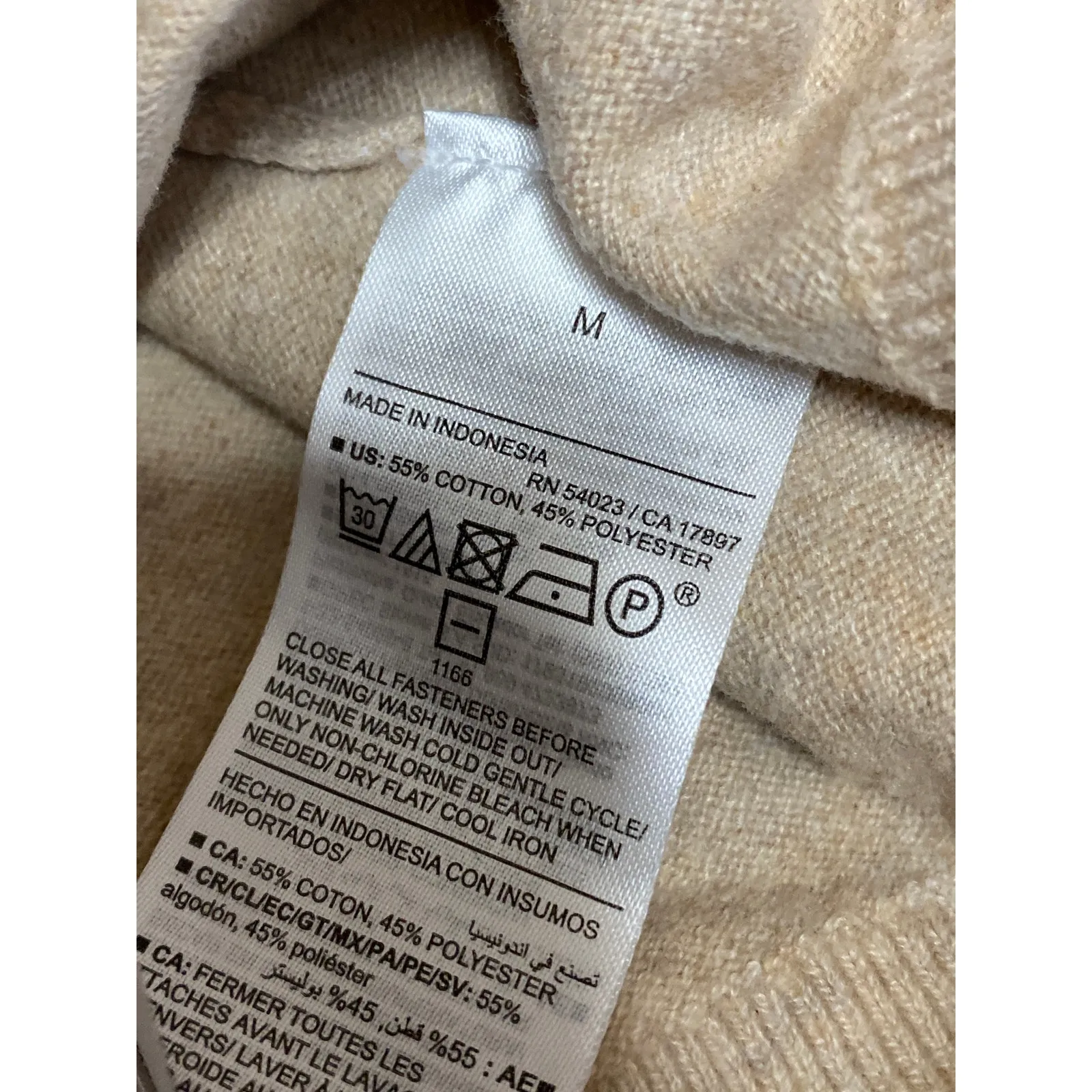 Old Navy Women's Beige Long Sleeve Crewneck Button Up Cardigan Sweater Top Sz M - Image 4