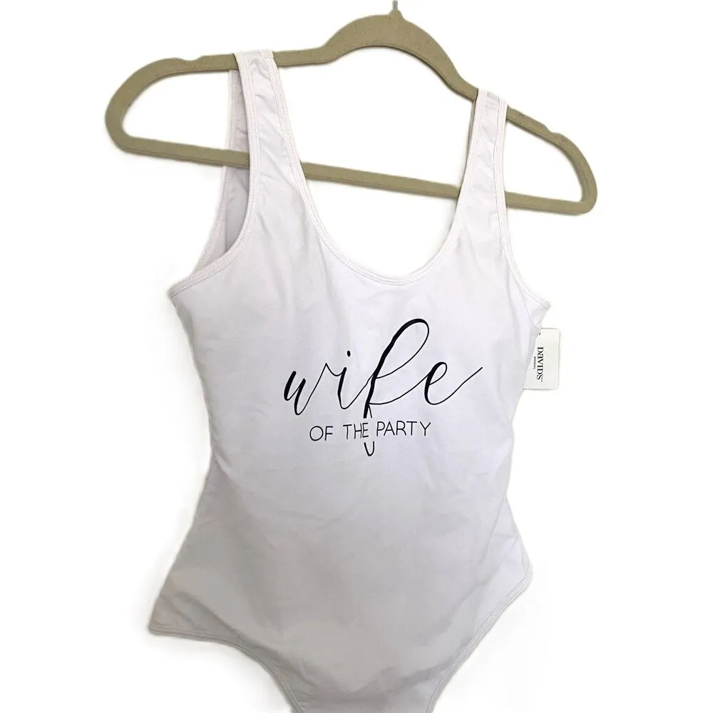 NWT Davis Bridal White Wife of the Party Swimsuit Cup Padding Chic Fun Sz M - Image 11