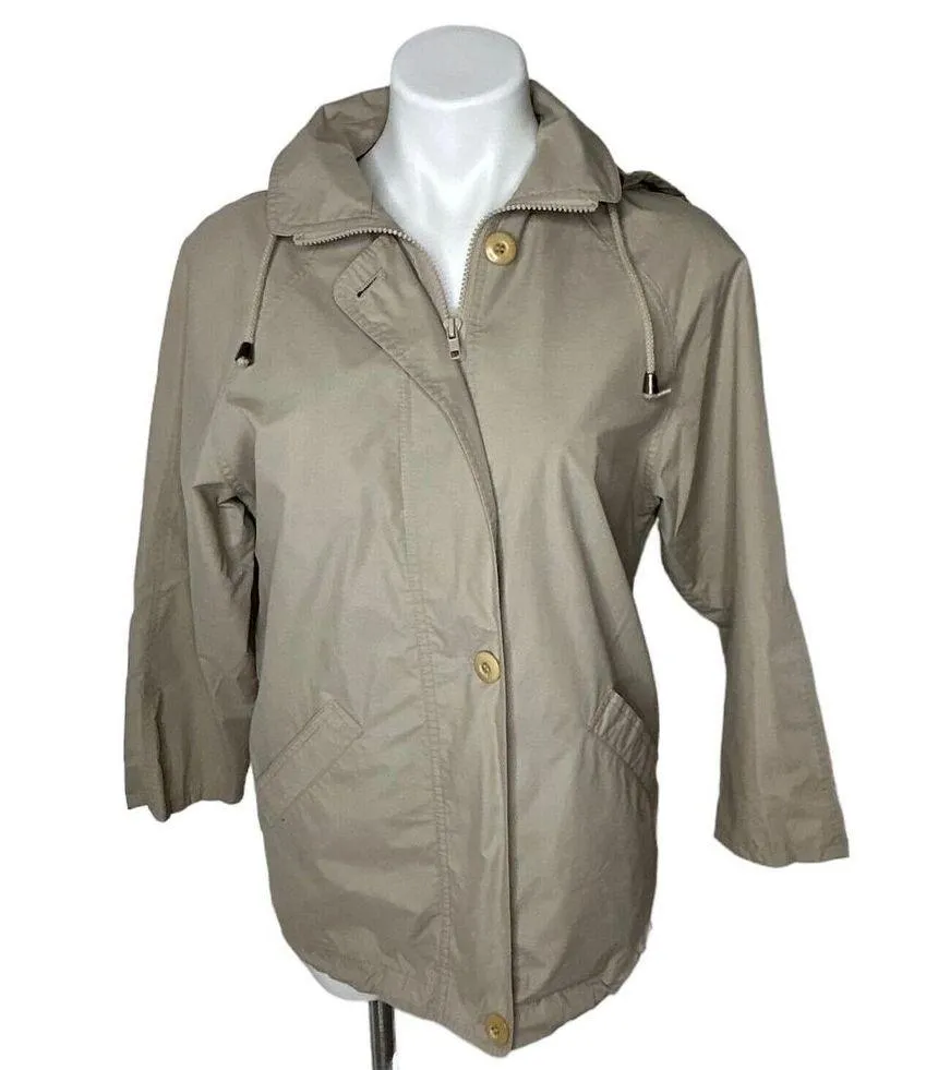 LONDON FOG Womens Size S Khaki Cotton Utility Jacket Lightweight Detachable Hood - Image 11
