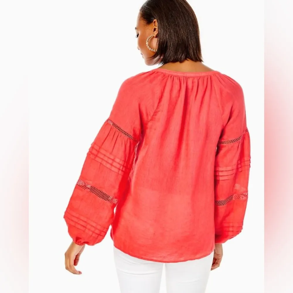 Lilly Pulitzer Emray Tunic Top Small Women’s Spicy Coral NWT 010873. - Image 7