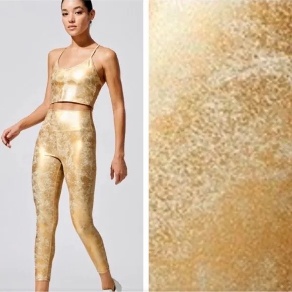 CARBON38 BRALETTE SPORT BRA AND LEGGINGS GOLD SIZE MEDIUM - Image 2