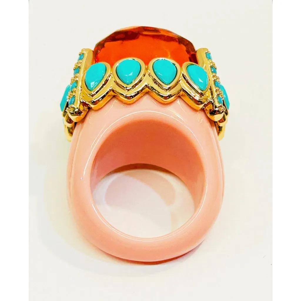 NWT Parker Kennedy “Candi” Statement Cocktail Ring Size 7/8 MSRP $90 Blue - Image 7