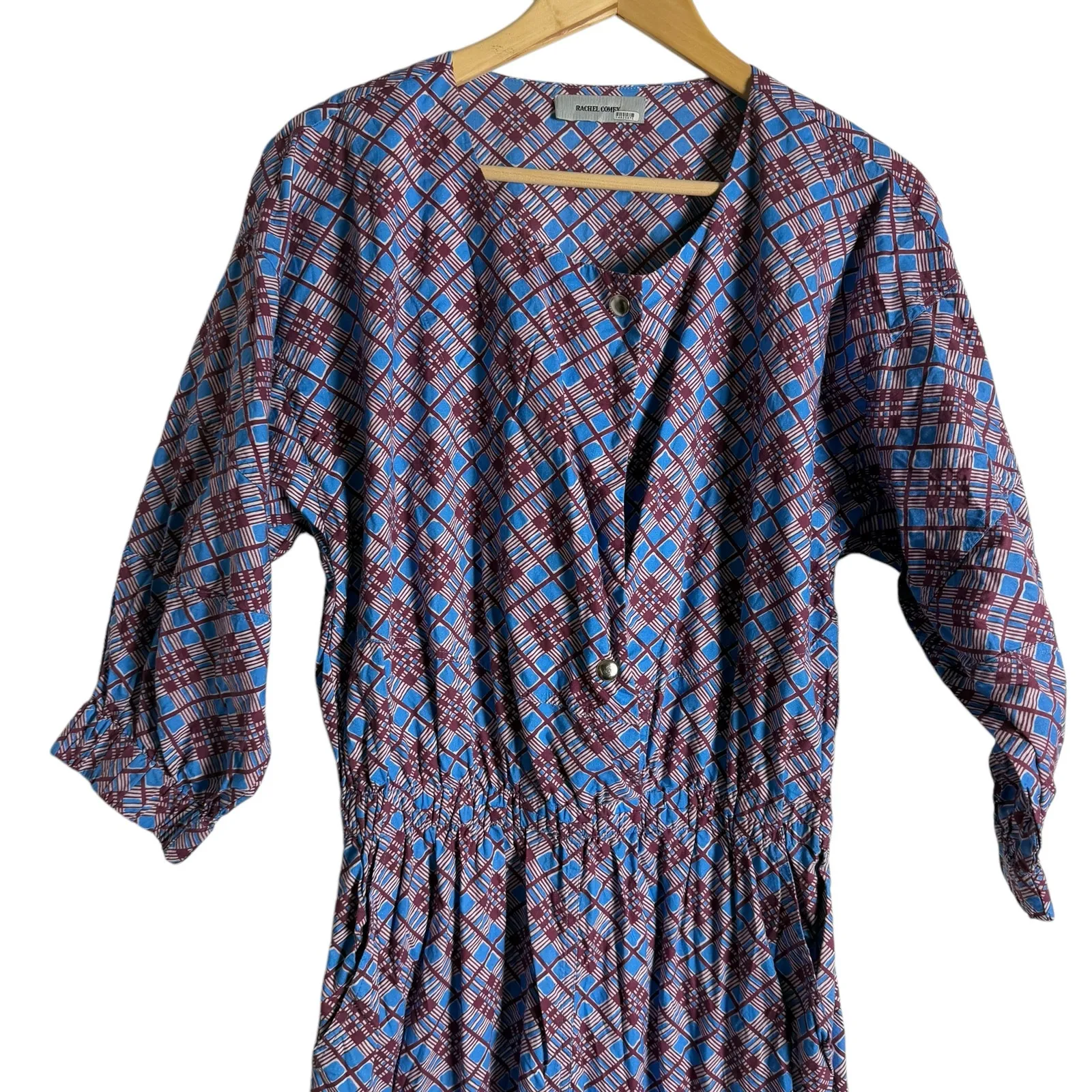 Rachel Comey Holt Geometric Print Purple Blue Puff Sleeve Ankle Jumpsuit Size 6 - Image 6