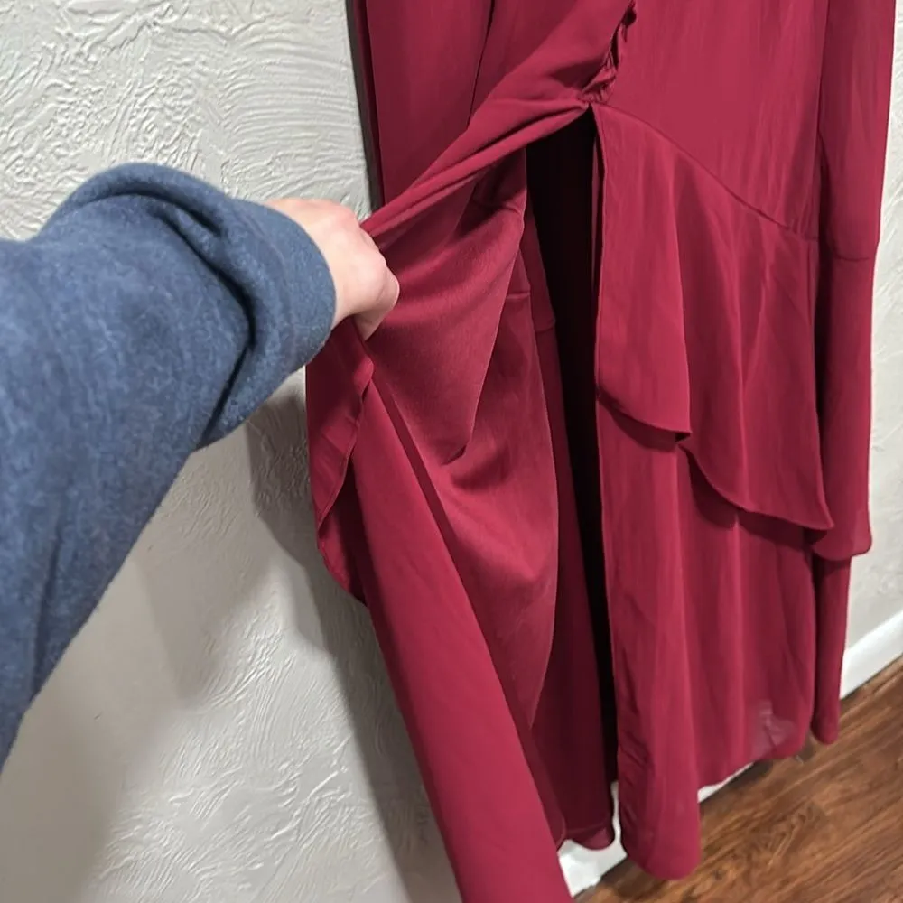 Lulu’s Pour the Champagne Burgundy Ruffled Backless Maxi dress - Image 5