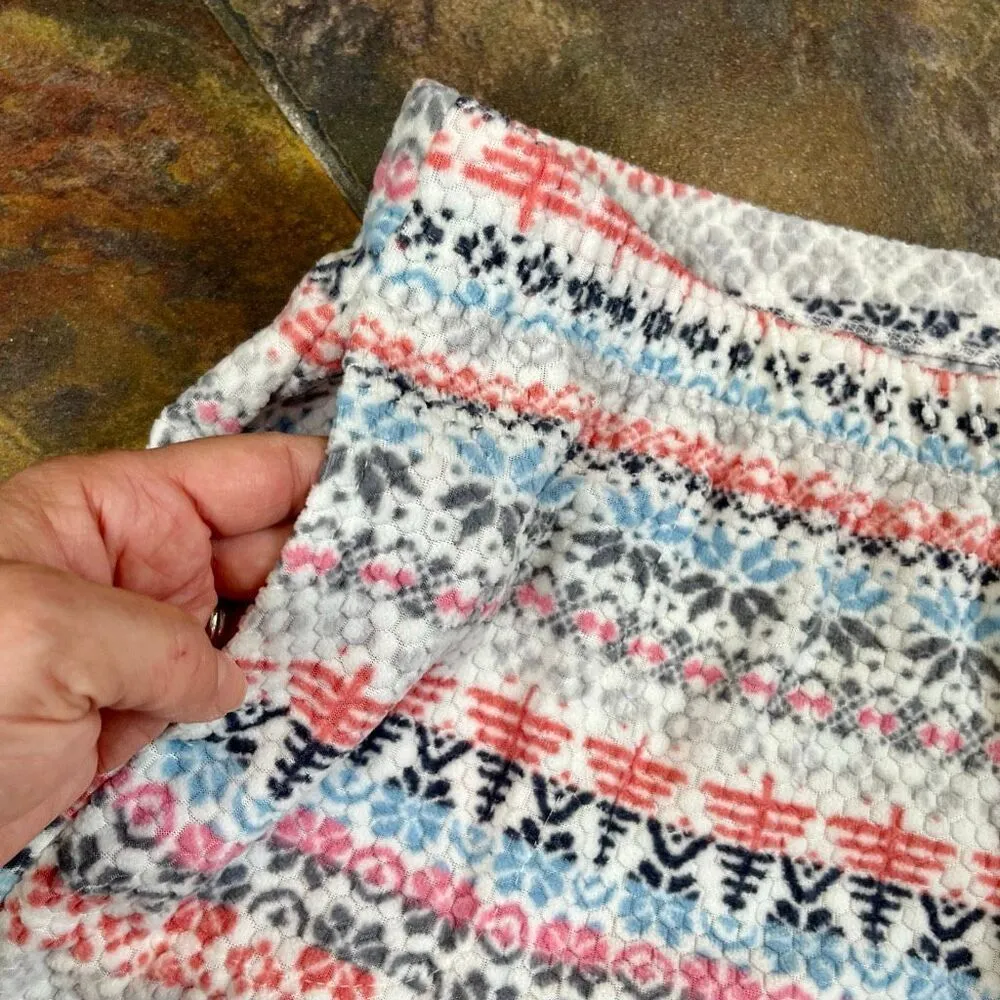 Cuddl Duds Honeycomb Fleece Pajama Top & Pajama Joggers Set Cream Fairisle PXL - Image 11