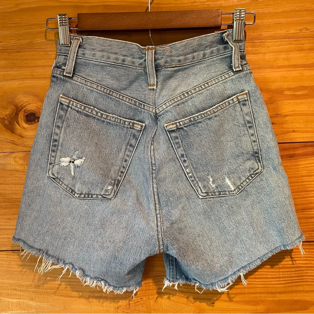 Agolde Riley Denim Jean Cut Off Short in Snapshot 24 Button Fly High Rise Casual - Image 3