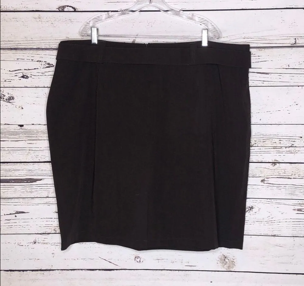 Dressbarn Woman NWT Size 24W Brown Texture Stripe Pencil Skirt with Belt - Image 3