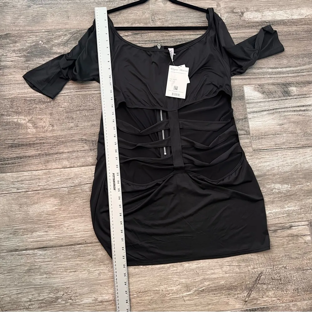 Elegant Moments Lingerie Black Dress sz:3X #303 NWT Stretch babydoll sleepwear - Image 4