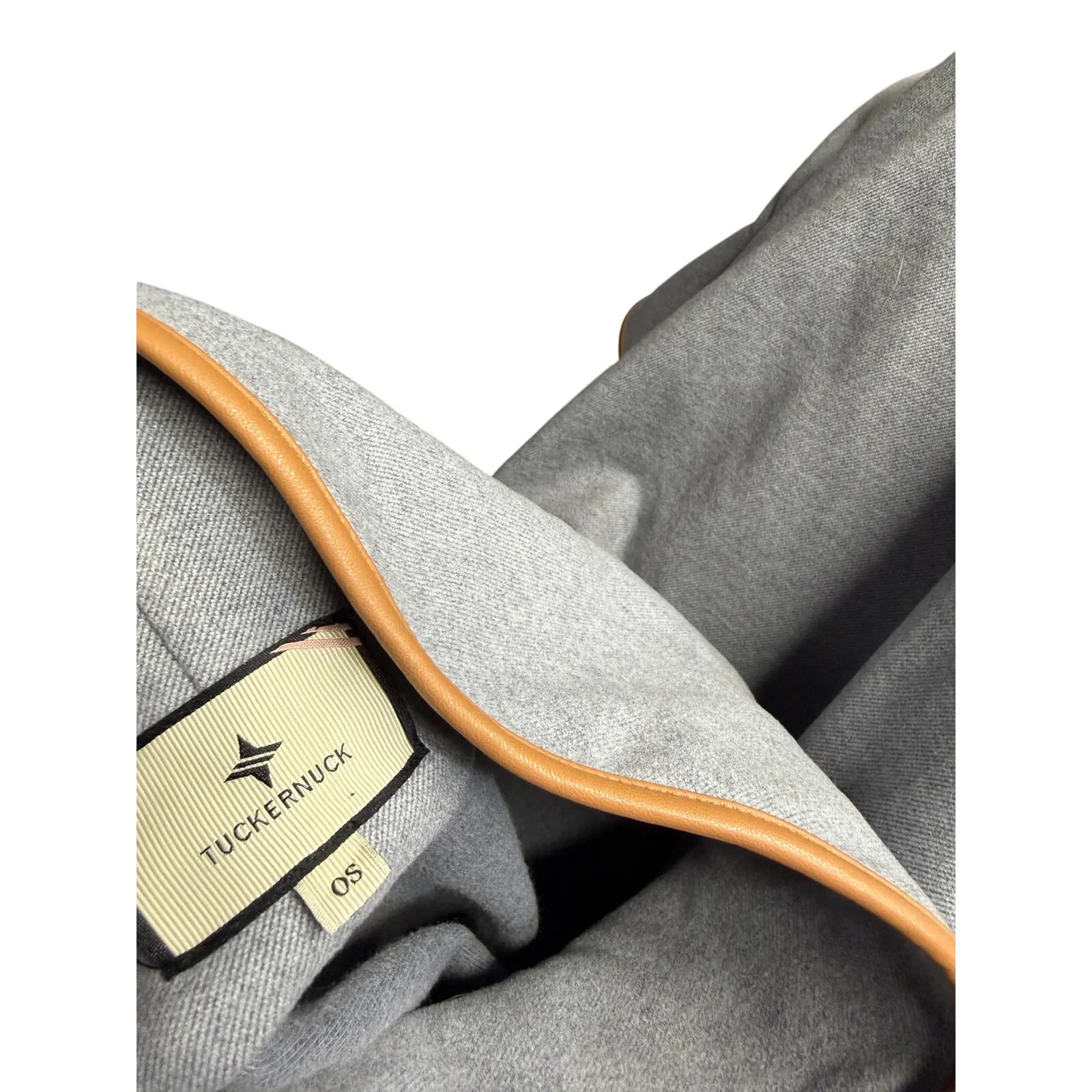 Tuckernuck Piper Poncho Slate Blue One Size Leather Trim Preppy Equestrian - Image 5