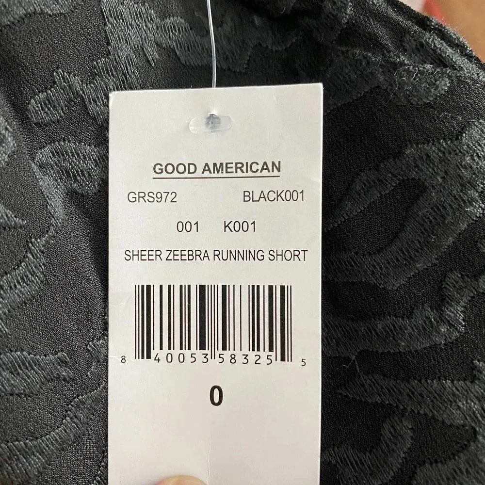 Good American Sheer Zebra Running Shorts‎ Black - Image 9