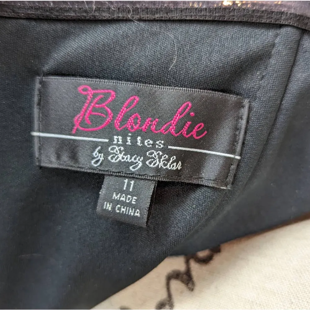 Blondie Nites by Stacy Sklar Strapless Embellished Formal Gown Black Size 11 - Image 4