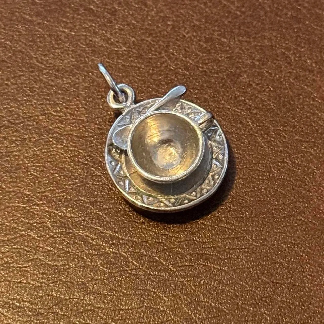 Vintage Sterling Silver Teacup + Plate Pendant/Charm - Image 2