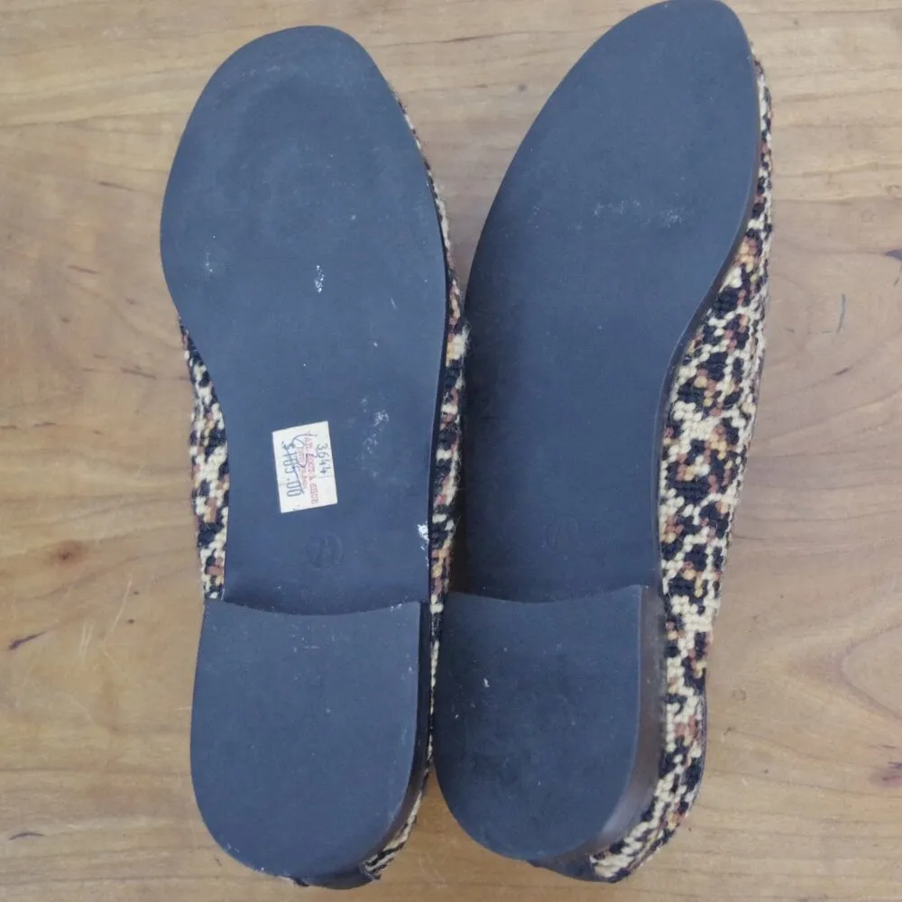 Larkspur Collection Vintage Leopard Print Woven Leather Lined Flats Size 7.5 Black - Image 4