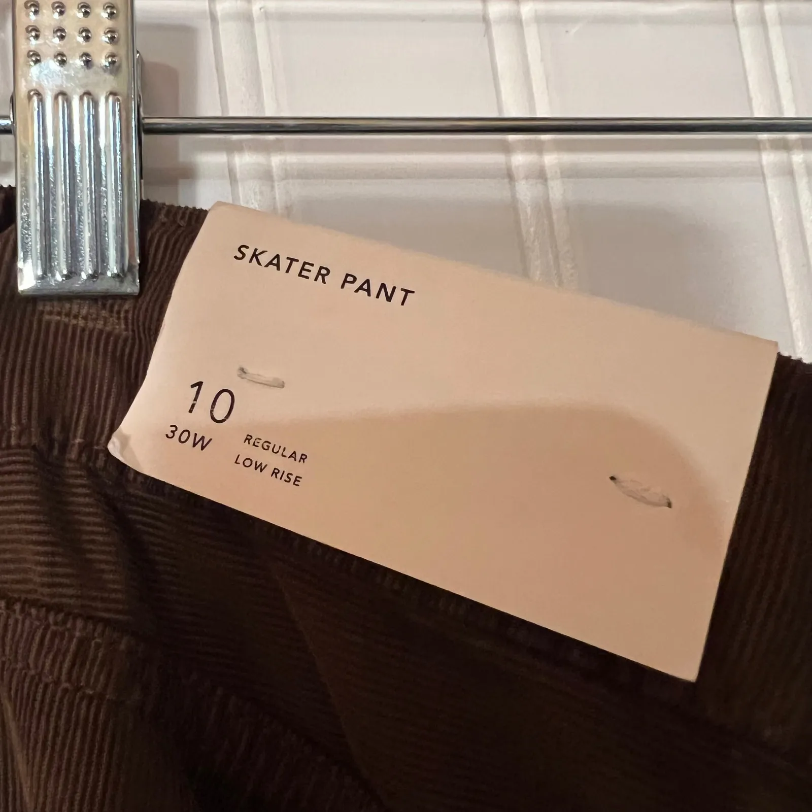 NEW‎ American Eagle Womens Skater Pants Corduroy Brown Low Rise Wide Leg Size 10 - Image 3