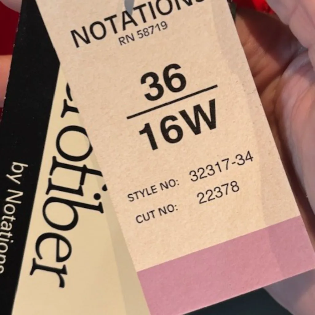 Notations Red Button Up V-Neck 16W Blouse Notch Tie Back Office Holiday Bright - Image 8